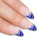 Bling Art Almond False Nails Fake Stiletto Glitter Blue Acrylic 24 Long Tip Glue
