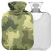 Naanle camouflage dogs heat bottle with cover transparent hot water bottle 2l large hot hot water bottle for bed handfoot heat pain relief heat and cold therapy