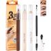 Eyebrow Pencil Brow Lift Highlighting Pencil Contour Pen Set-3 Pcs Long Lasting Waterproof Eye Makeup Pencil Highlighter Stick for Women Fill and Defined Brow with Sharpener & Brow Tool-Black Brown Set 03# Black Brown