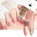 Nail Polish Set Quick Dry Nail Polish Long Lasting Nail Varnish 2 in 1 Shimmering Pink & Golden Glitter Nail Polish set No Need Cure Nail Polishes DIY Nail Art Manicure at Home