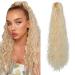 Ponytail Extension 32 Inch Drawstring Ponytail Hair Extensions for Women Long Curly Corn Wavy Ponytail Natural Wavy Synthetic Hairpiece for Women Daily Use Party Natural Blonde D-Natural Blonde