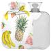 Naanle banana strawberry pineapple water bottle with reference transparent hot water bottle 2l large hot hot water bottle for bed hand feet warmer pain relief heat and cold therapy