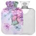 NAANLE hot water bottle with cover watercolor shortages transparent hot water bottle 2 l large warm stitching bag for menstrual cramps pain relief hand foot heat and cold therapy
