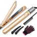 2 in 1 Hair Straightener, 4.1" Length Hair Straightener and Curler 2 in 1, Straightening Iron with Negative Ion & Infrared for Repairing Hair, Flat Iron Curling Iron in One with 5 Temp Level A-luxury Gold