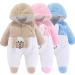 Newborn Baby Cartoon Bear Snowsuit Winter Coat Fleece Hooded Romper Jumpsuit 0-3 Months Khaki Dog