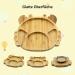 Bamboo Baby Plate with Suction Cup | Cartoon Toddler Plate Set - Ideal for Kids | Eco-Friendly Bamboo + Silicone Spoon & Fork | 20x18x3.5cm - Buy Online on GoSupps.com