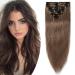 SEGO clip in hair extension real hair 8 bricks thin extensions 100% remy human hair hair part cheap smooth light brown#6 10 "(25cm) -50g
