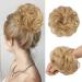 FESHFEN Messy Bun Hair Piece Hair Scrunchies Thick Curly Wavy Hair Piece Synthetic Donut Updo Hairpieces for Women Girls Strawberry Blonde mixed Bleach Blonde 55 g (Pack of 1) 27/613# Strawberry Blonde & Bleach Blonde