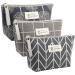 3 Pieces Canvas Makeup Bags Set Portable Cosmetic Bags with Interior Compartments for Women Girls Students Travel Organization Bags