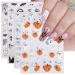 JMEOWIO 3D Embossed Halloween Nail Art Stickers Decals Self-Adhesive 5D Cute Ghost Pumpkin Star Nail Supplies Nail Art Design Decoration Accessories 4 Sheets