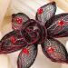 Black Flower Hair Clip with Red Rhinestone - Elegant Bridal Hair Accessory for Women - Buy Online on GoSupps.com