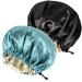 Ranphykx 2PCS Satin Sleep Cap Adjustable Double-Sided Sleep Bonnet Bonnet Cap for Sleep (1 Black+ 1 Green) M-XL 1 BLACK+ 1 Green
