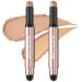 FOCALLURE 2PCS No Crease Eyeshadow Stick Shimmer and Matte Cream Eyeshadow Pencil Crayon Long Lasting Waterproof Eye Brightener Stick With Blending Brush Lazy Afternoon