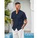 COOFANDY Men's Cuban Guayabera Shirt - Navy Blue, X-Large - Buy Online on GoSupps.com