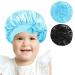 Arqumi Silk Satin Bonnet for Kids 2Pcs Soft Baby Bonnet Sleeping Cap with Elastic Strap Adjustable Night Cap Hair Bonnet for Toddler Child Teens Black&Blue One Size Black&Blue