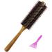 Round Hair Brush Boar Bristle Wooden Hair Brush for Women Blow Drying Handle Anti Static Hairbrush for Hair Styling  Drying  Curling