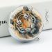 Round Pill Box - Year of The Tiger | Tiger Face Print 3 Compartment Portable Medicine Organizer | Decorative Metal Pocket Pill Case - Buy Online on GoSupps.com