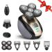Head Shavers for Bald Men 5 in 1 Electric Razor with Rechargeable Battery Hair Clipper Nose Hair Trimmer Cleaning Brush Hair Manager Portable Travel Razor Idea Gift for Men(Gold) Gold+black