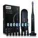 BAHFIR Sonic Electric Toothbrush 8 Brush Heads & Travel Case 3 Molds and Black Adult Electric Toothbrush, Rechargeable Dentist with Timer 1 Charge 60 Days