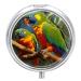 Round Pill Box Bird Parrot Painting Print 3 Compartment Medicine Pill Case Print Pill Organizer Decorative Metal Portable Pill Box Pocket Pill Box Style