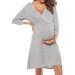Sykooria Women's Nursing Nightdress | Soft Cotton Maternity Nightgown - Grey - Size Large - Buy Online on GoSupps.com