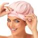 Silk Bonnet  100% Mulberry Silk Sleep Cap Breathable & Adjustable Sleeping Caps Silk Hair Wrap Women Night Cap for Curly Hair with Elastic Tie Band Silk Satin Turban (Pink)