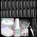Saviland Nail Tip and Glue Gel Kit - 500 Pcs Square Gel Nail Tip Full Cover with 4 in 1 Nail Gel Glue and Portable Mini U V LED Nail Lamp Easy DIY Nail Extension Set Acrylic Nail Kit A2-Medium Square