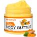 Turmeric & Kojic Body Butter - All Natural Turmeric Butter for Skin Brightening - Turmeric Lotion Cleanses Skin Evens Tone Scars Sun Damage & Age Spots - Whipped Shea Butter Turmeric Cream