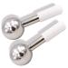ICE Globes for FACIALS by FABELEGANTE' | Unbreakable Stainless Steel Ice Roller for face | Facial Ice Globes for face, Neck & Body | Cryo Sticks and Cold Roller for face Puffiness Set of 2 (White)