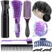10Pcs Detangling Brush for Black Natural Hair, Curly Hair Brush Set with Sleep Bonnet for Afro America/African Hair 3a to 4c Texture, Detangling Brush Set Easier and Faster Detangling on Wash Days Purple-10 piece set