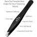 Tweezers - Surgical Grade Stainless Steel - Slant Tip for Professional Eyebrow Shaping and Facial Hair Removal - with Bonus Protective Pouch - Best Tool for Men and Women (Black) - Buy Online on GoSupps.com