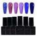 6 Colors Blue Purple Series Gel Nail Polish Kit-Glitter Sparkle Purple Diamond Blue Navy Blue Sapphire Blue- Soak-Off UV/LED Nail Polish Gel for Home Salon DIY Nail Art 5ML