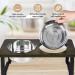 Siooko Elevated Dog Bowls Wood Raised Stand with 2 Stainless Steel Bowls | Non-Slip Feet | 7.7 Tall | 58 oz Capacity - Buy Online on GoSupps.com