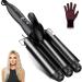 Hair Waver, 3 Barrel Curling Iron Wand 25mm Crimper Hair Iron 3 Barrel Hair Crimper Temperature Adjustable Heat Up Quickly Beach Waves Curling Iron Black