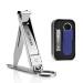 MR.GREEN Collapsible Nail Clippers Small and Thin Portable Travel Nail Scissors Cutter Stainless Steel Manicure Tools with Nail Files (Blue Leather Case+ Iron Box)