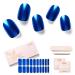 Nailog nail film self -adhesive 20PCs nail foils UV hardening long -lasting nail ticker for fingernails gel nail strip starter set gift for woman girlfriend mother's day gift Sapphire Blue
