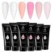 Beetles Poly Nail Extension Gel Kit, 6 Basic Colors Clear White Nail Builder Gel Pink Nude Poly Nail Enhancement French Manicure Kit Trial Nail Art Design Easy DIY Salon Nail At Home Mother's Day Gift for Women CLear White