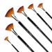 Amagic Fan Brush Set- Artist Soft Anti-Shedding Nylon Hair Paint Brushes for Acrylic Watercolor Oil Painting - Long Wood Handle with Storage Case Set of 6