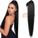 FLUFYMOOZ ponytail extension 36 Inch Long Straight Drawstring Ponytail Synthetic Hairpieces Fake Pony Tails Natural Soft Clip in Hair Extension ponytail for Women (Jet Black) 36 Inch Jet Black