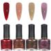 Glitter Nail Polish Set - Glitter Nail Varnish Set - 4PC Red Pink Orange Glitter Sparkle Quick Dry Oil-Based Formula Nail Polish - No Need Cure Nail Paint for DIY Nail Art