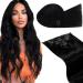 Laavoo real hair clip in extensions black clip in hair extension real hair remy human hair invisible 105g double tress clip in extensions real hair #1 black 7Pcs 35cm-105g 1.1 #1