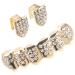 Abaodam 1 Set Golden Teeth Grills Hip Hop Vampire Fangs Fake Teeth Props Jokers Teeth Caps Top Bottom Teeth Grill Costume