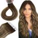 Hetto real hair tape in extensions balayage tape in extensions real hair smooth hair recovery tape real hair remy tape extensions real hair chocolate brown to caramel balayage #4/27 60cm 50g 60 cm 1-2 #4/27/4