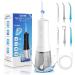ZOZOA Cordless Water Dental Flosser, 4 Mode Oral Irrigator, Portable Rechargeable Teeth Cleaner, Ipx7 Waterproof, 6 Replacement Jet Tips, 300ml Water Pick for Teeth Cleaning Braces, Home Travel(White)