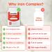 Iron Complex Supplement - 60 Vegan Capsules - Gentle Iron Bisglycinate - for Men and Women - with Vitamin C Folic Acid B2 and B12 - Made in The UK by Purolabs - Buy Online on GoSupps.com