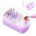 30 holes nail drill holder 2 in 1 nail drill mill holder removable cleaning brush storage box for nail miller attachment bit set nail art drill organizer container dust poet violet