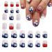 Mxshc Flag Fake Nails | Flag Design Full Patriotic | 4th July Cute Nails Stars And Stripes Designs Short Square False Nails For Wedding Prom Dating