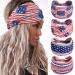 Olbye 4th of July Headbands USA Patriotic Hair Accessories American Flag Headband Wide Knotted Turban Head Band Non Slip Elastic Hairband Red White and Blue Bandana Stars and Stripes Head Bands Independence Day Party Dec...