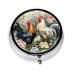 Pill Box 3 Compartment Medicine Pill Organizer Rooster Round Pill Case for Purse & Pocket Travel Pillbox Portable Metal Medicine Vitamin Fish Oil Organizer Unique Gift One Size Rooster