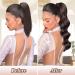FESHFEN Long Curly Wavy Ponytail Extension - Brown Synthetic Hairpieces 60cm - Clip-in Drawstring Pony Extension for Women & Girls - Buy Online on GoSupps.com